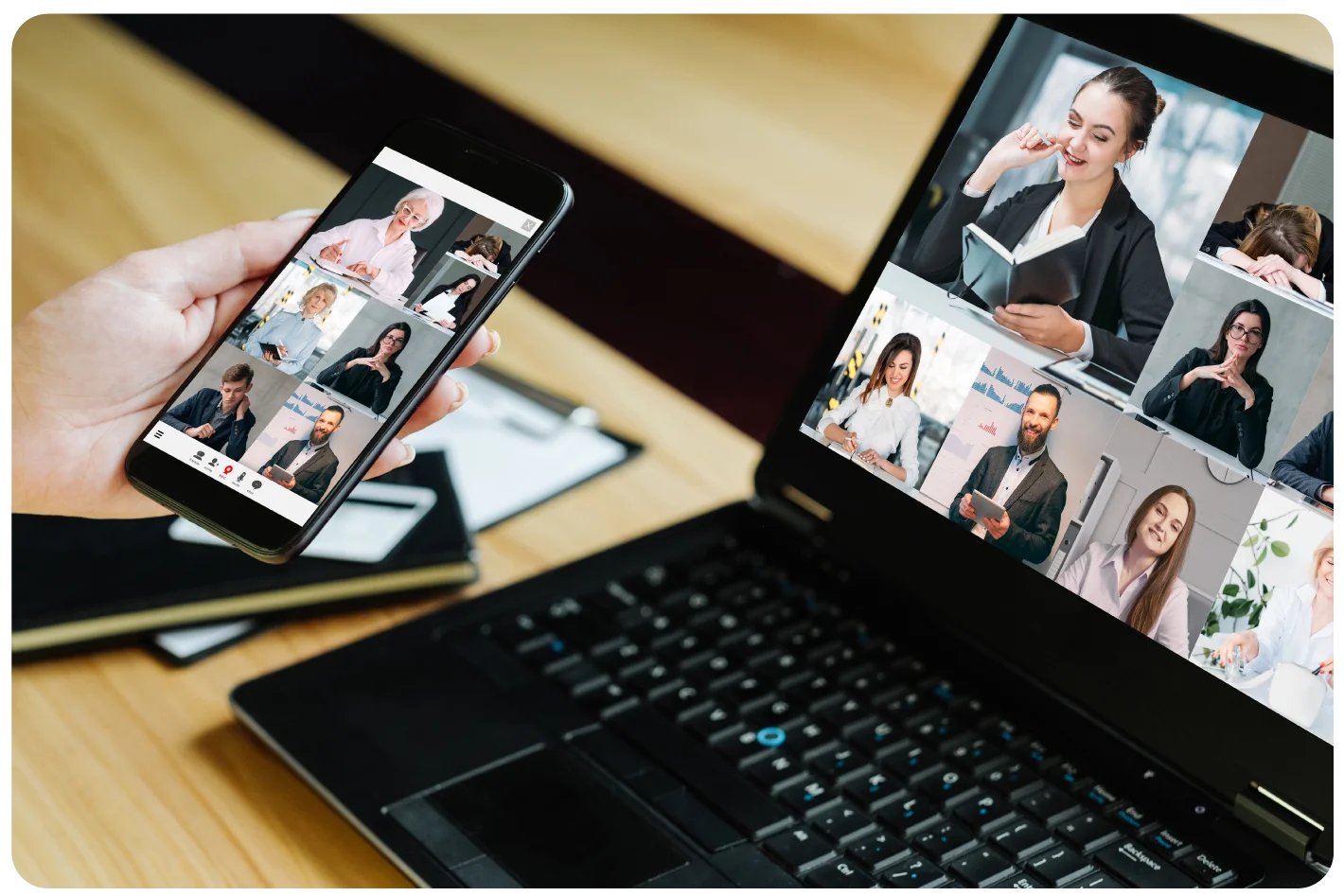 Switch video meetings desktop/mobile